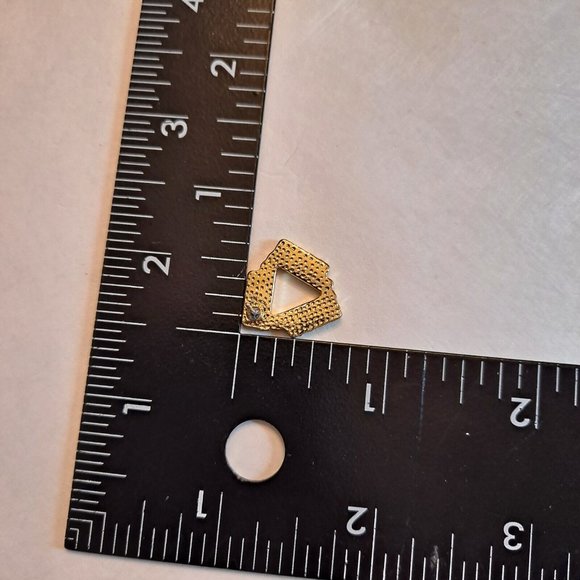 Earrings Triangle Bling Sparkle Gold Tone - Picture 10 of 10